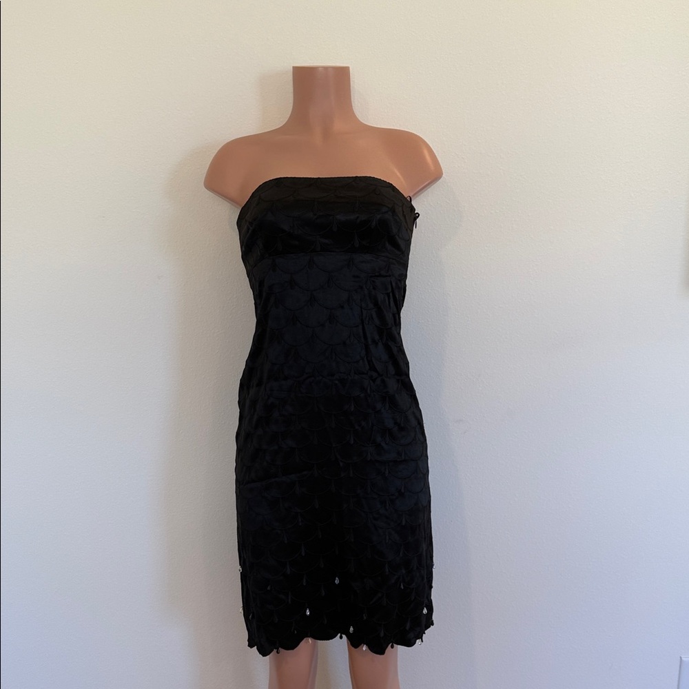 Tocca Black Strapless Dress size 6 with crystals